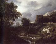 Jacob van Ruisdael Bleaching Ground in a hollow by a cottage oil